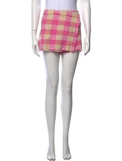 Pre-owned Msgm Plaid Print Mini Shorts In Pink