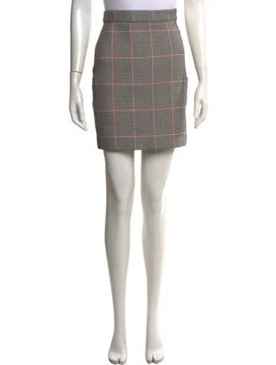 Pre-owned Msgm Plaid Print Mini Skirt In Black