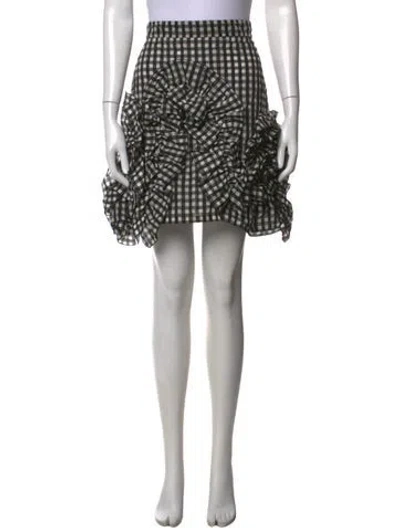 Pre-owned Msgm Plaid Print Mini Skirt In Black/white
