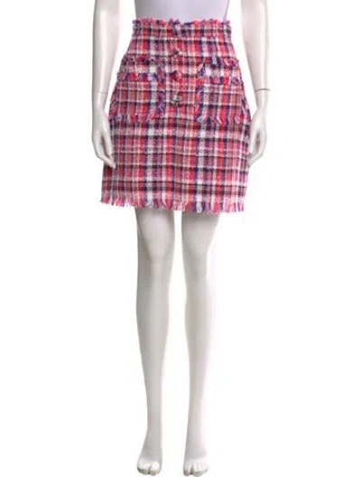 Pre-owned Msgm Plaid Print Mini Skirt In Pink