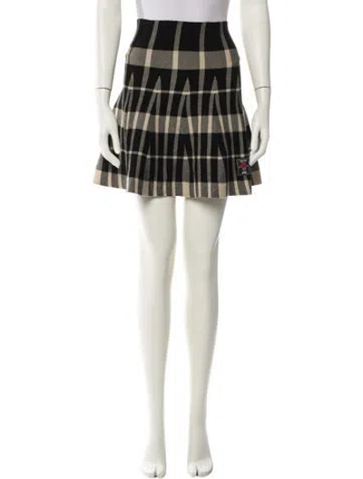 Pre-owned Msgm Plaid Print Mini Skirt W/ Tags In White