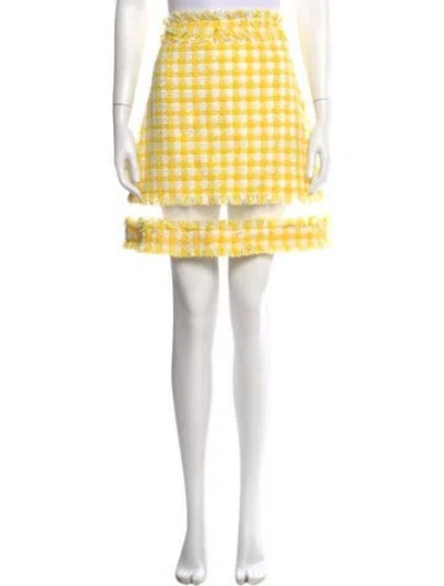 Pre-owned Msgm Plaid Print Mini Skirt In Yellow