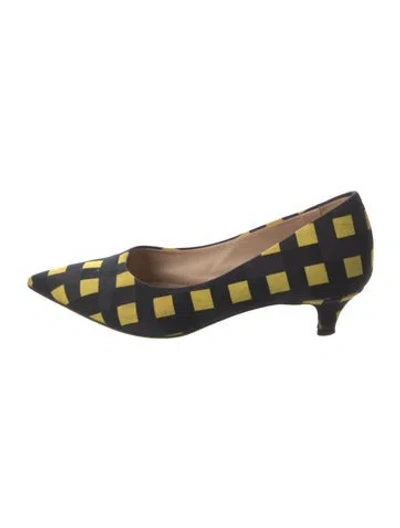 Pre-owned Msgm Plaid Print Pumps In Blue