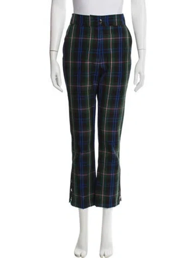 Pre-owned Msgm Plaid Print Straight Leg Pants In Black