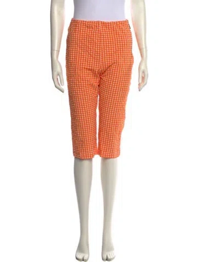Pre-owned Msgm Plaid Print Straight Leg Pants In Orange