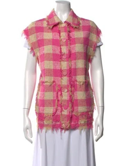 Pre-owned Msgm Plaid Print Sweater In Pink
