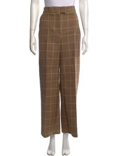Pre-owned Msgm Plaid Print Wide Leg Pants In Brown