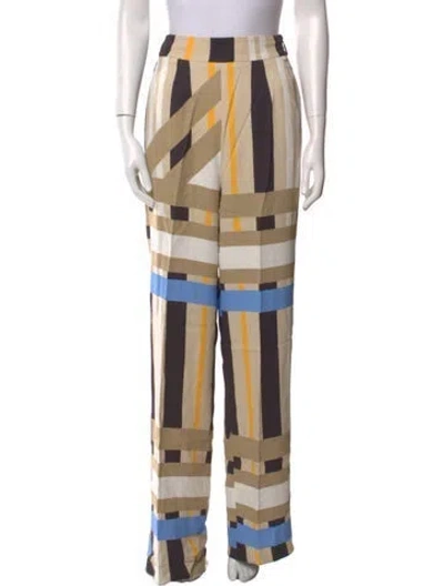 Pre-owned Msgm Plaid Print Wide Leg Pants In Neutral