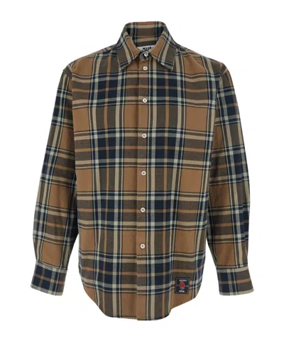 MSGM MSGM LONG SLEEVED CHECKED SHIRT