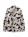 Msgm Playing-card-print Pussy-bow Blouse In Multi