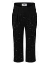 Msgm Pleat-detail Embellished Trousers In Black