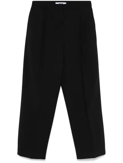 Msgm Pleat-detail Trousers In Black