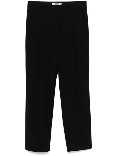 Msgm Pleat-detail Trousers In Black