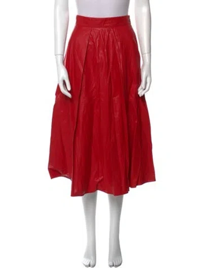 Pre-owned Msgm Pleated Accents Midi Length Skirt In Red