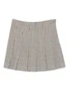 Msgm Pleated Checkered Skirt In Neutral Tones In Neutral