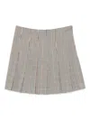 Msgm Pleated Checkered Skirt In Neutral Tones In Gray