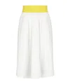 Msgm White Skirt With Contrasting Waist And Pleated Details In Fabric Woman In White