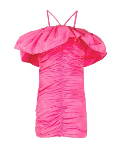 Msgm Pleated Dress In Pink