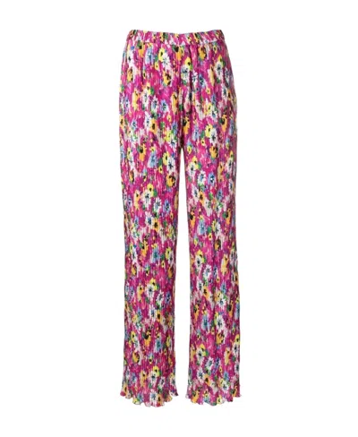 Msgm Pleated Floral-print Trousers In Multicolor