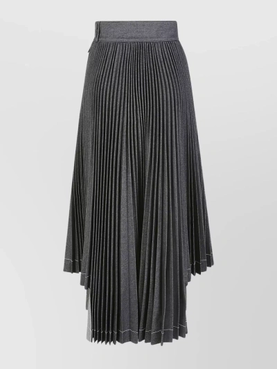 Msgm Pleated Metallic Asymmetric Skirt In Gray