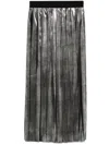 Msgm Pleated Midi Skirt In Gunmetal In Black
