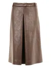 Msgm Pleated Midi Skirt In Brown