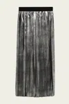 Msgm Pleated Midi Skirt In Gunmetal