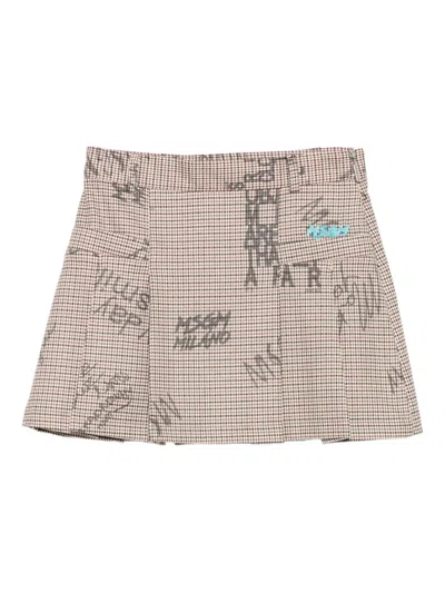 Msgm Kids' Pleated Mini Skirt In Neutral