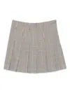 Msgm White Pleated Mini Skirt With Checkered Pattern In Gray