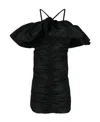 Msgm Pleated Neck Mini Dress In Black