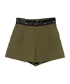 Msgm Pleated-panel Ribbon-trimmed Shorts In Green