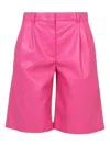 Msgm Faux Leather Bermuda Shorts In Pink
