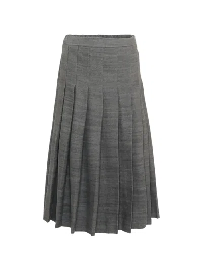 Msgm Pleated Skirt In Gray