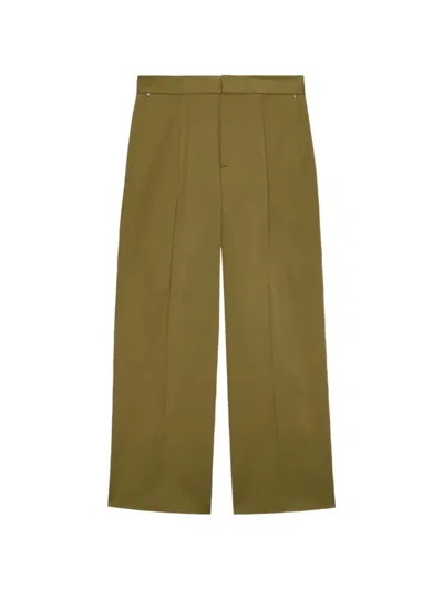Msgm Pleated Straight-leg Trousers In Green