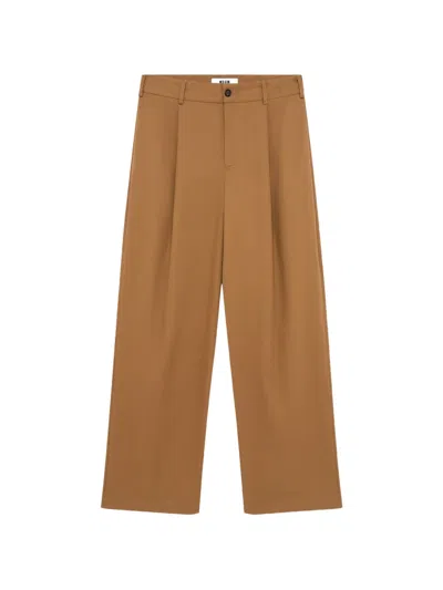Msgm Pleated Straight-leg Trousers In Multi