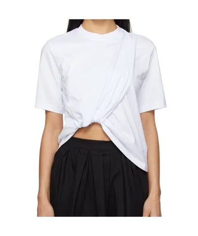 Msgm White Gathered T-shirt In 01 Optical White