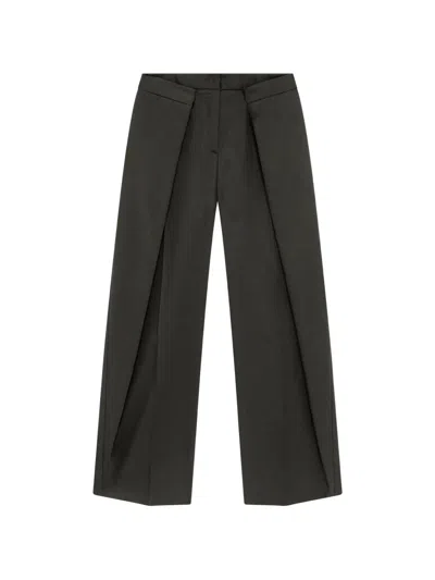 Msgm Pleated Wide-leg Trousers In Green