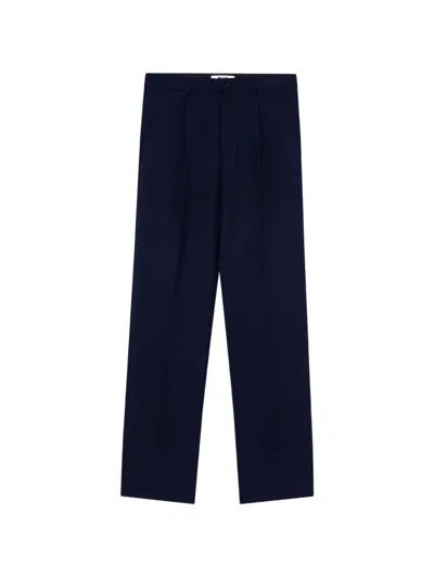Msgm Pleated-detail Tailored Trousers In Blue