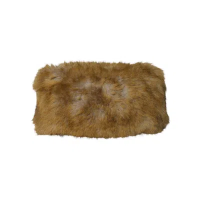 Msgm Plush Textured Brown Faux Fur Clutch Bag In Orange