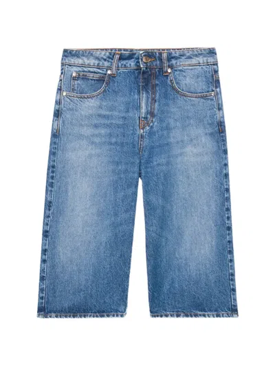 Msgm Pocket Denim Short In Blue