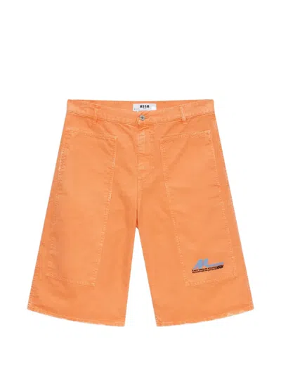 Msgm Pocket Denim Shorts In Orange