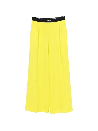 Msgm Pocket Palazzo Pants In Yellow