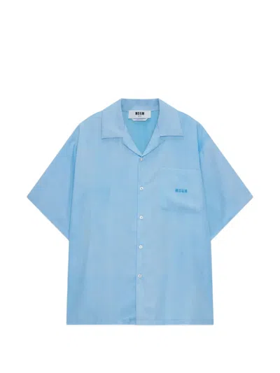 Msgm Pocket Short-sleeve Shirt In Blue