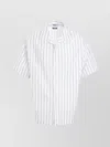 Msgm Pocketed Striped Short Sleeve Shirt In White