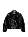 Msgm Point Collar Flap Pockets Bomber Jacket In Black