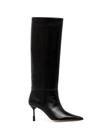Msgm Pointed Knee High Boots In Black