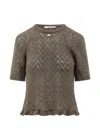 Msgm Pointelle-knit Ruffled Sweater In Multi