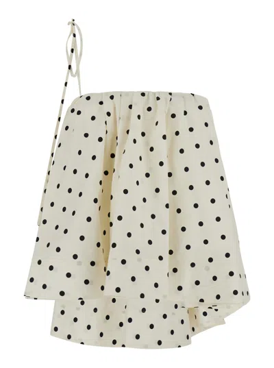 Msgm Pois Top White With Polka Dot Details In Cotton Women In Metallic