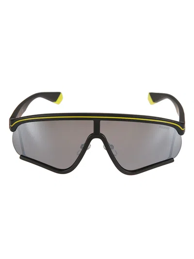 Msgm Polaroid Logo Sunglasses In Black/yellow