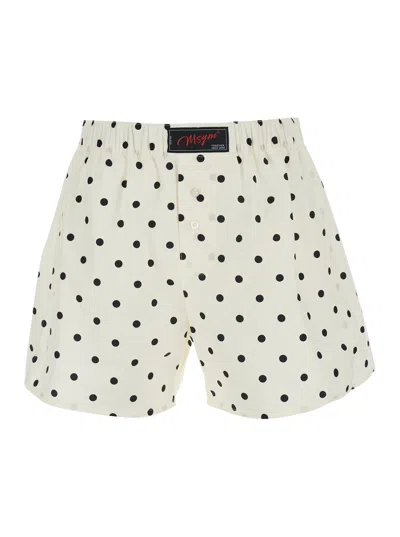 Msgm Polka Dot Cotton Shorts In White